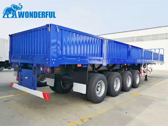 Reforçado 80-100 toneladas 3-4 eixos 12,5 m 13,5 m 34 pés 40 pés parede lateral contêiner twist lock carga a granel transporte de grãos parede lateral bordo semi-reboque