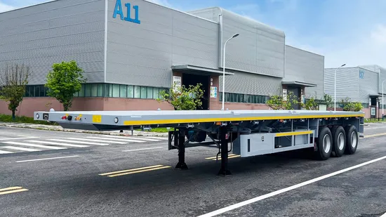 3 Eixos 30ton/40ton/50ton/60ton Carga Contêiner Transporte Plataforma/Caminhão Semi-reboque para Transporte de Máquinas/Equipamentos Materiais de Construção