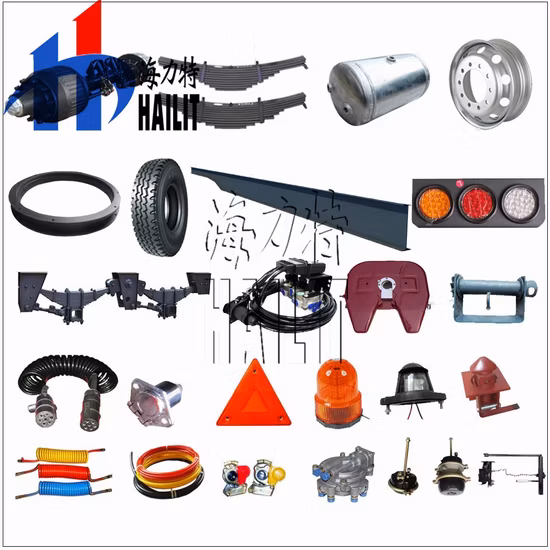 Peças para semi-reboque HLT Escada traseira dobrável hidráulica totalmente automática 3 eixos Plataforma baixa Barra de tração Dolly Reboque Semi-reboque SKD CKD (08)