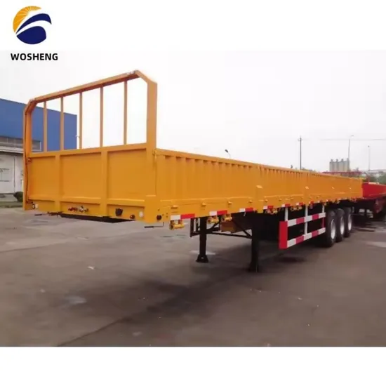 Semi-reboque utilitário com parede lateral rebatível, transporte seguro de carga a granel, semi-reboque com parede lateral de aço