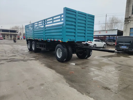 Reboque completo de alta qualidade com barra de tração, 3 eixos, plataforma de 40 toneladas, parede lateral, barra de tração, reboque completo