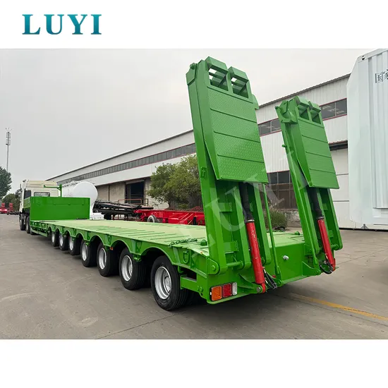 Rampa hidráulica de pescoço de ganso para serviço pesado de 7 eixos, plataforma baixa/plataforma baixa, semi-reboque para caminhão de plataforma baixa para transporte de escavadeira