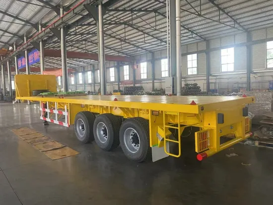 2/3/4 eixos 20 pés/40 pés/45 pés 40 toneladas 60 toneladas plataforma/plataforma contêiner transporte de carga caminhão semi-reboque