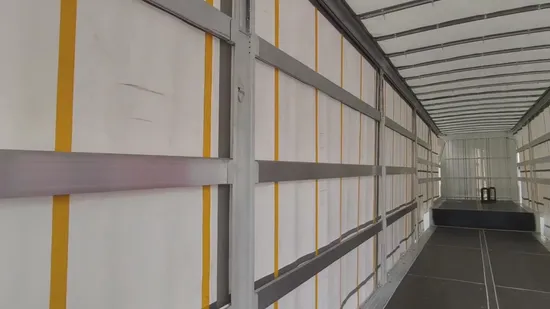 Eixo 3/4 Suspensão a ar Tipo Van Caixa de alumínio Tecido PVC Transporte de carga a granel Reforçado Lona deslizante Cortina Lateral Caminhão Semi-reboque
