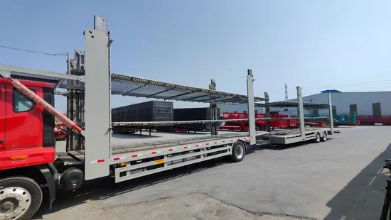Caminhão de reboque com chassi duplo de aço para transporte de 8 a 10 veículos