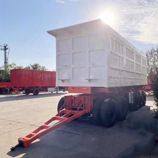 Reboque plataforma baixa completa com barra de tração, personalizado de fábrica, de alta qualidade, 2, 3, 4 eixos, 20t, 30t e 40ton